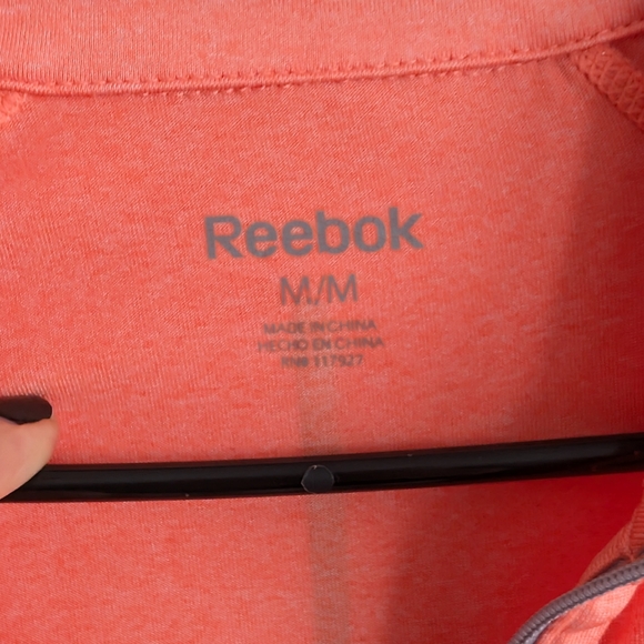 Reebok Women's Medium Peach Coral Pullover 3/4 Length Zip Active Top Long Sleeve - Picture 4 of 5